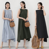 無地のノースリーブのゆったりAラインスカート