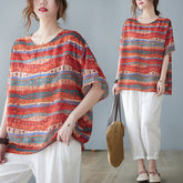 レディース プラスサイズ プリント エルボースリーブ トップス