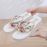 レディース プラットフォーム フローラルプリント ビーチサンダル