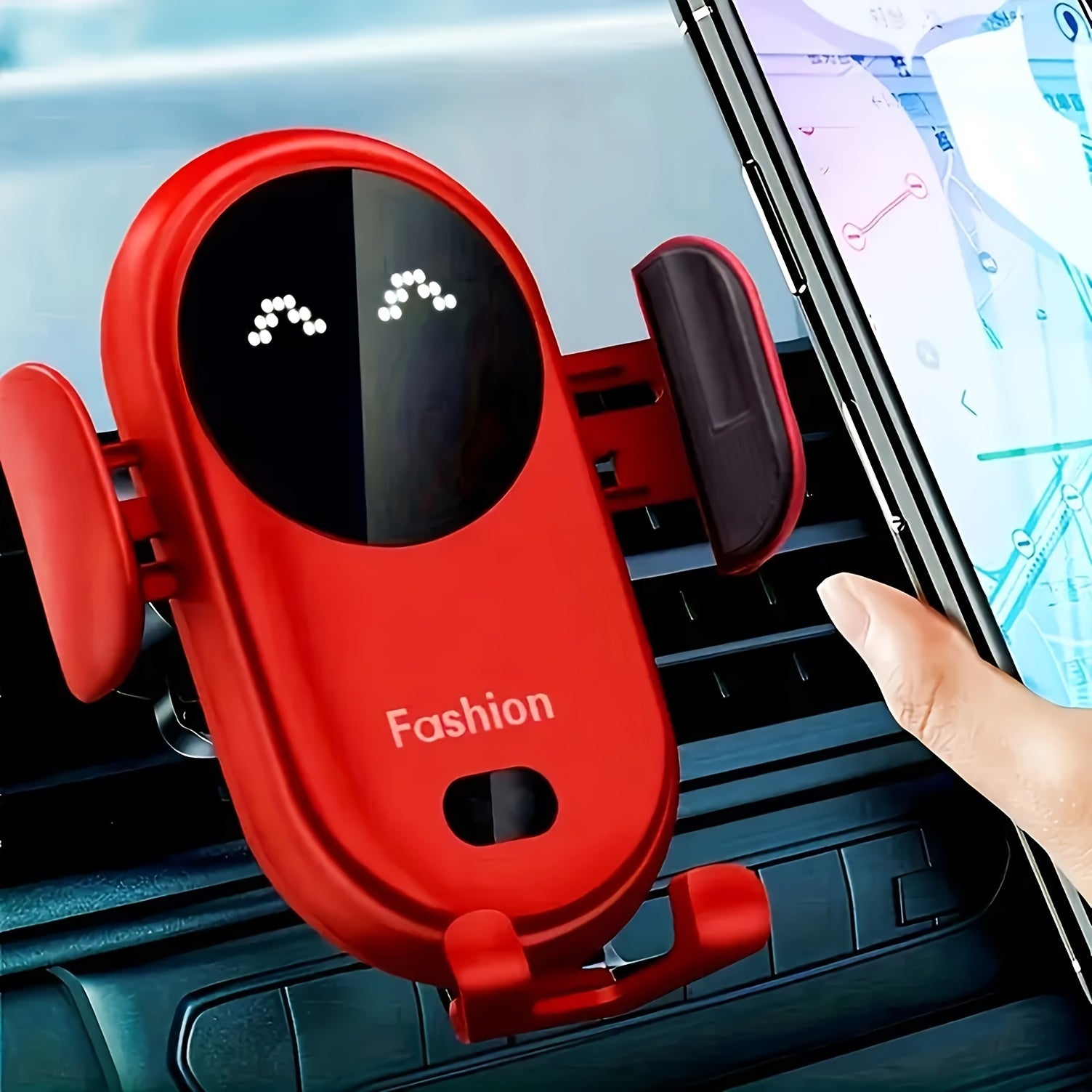 ワイヤレスカーチャージャー、エアベント用スマートフォンホルダー、自動クランプ、急速充電