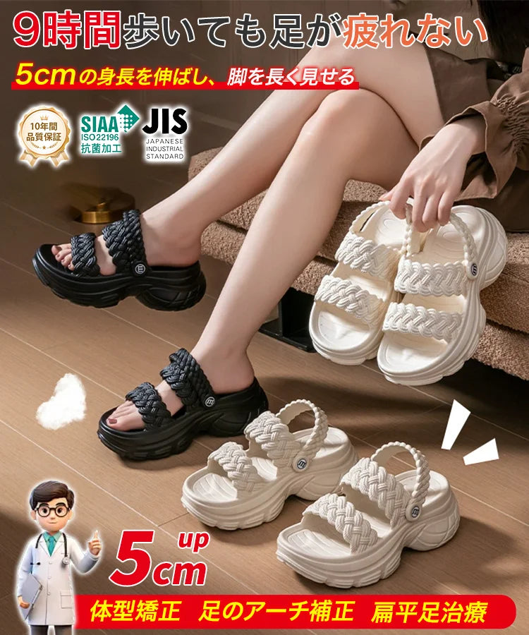 滑りにくい超快適レディース厚底サンダル