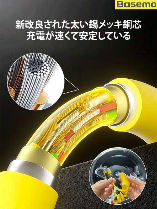 スプリング伸縮4-in-1超高速充電ケーブル