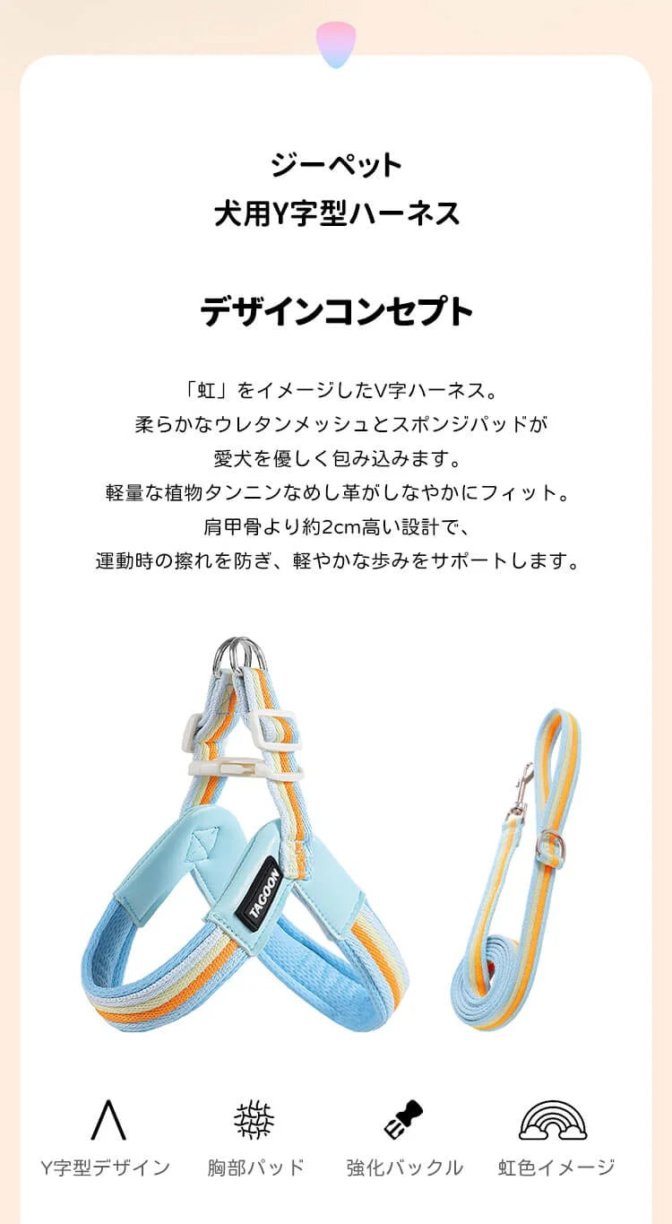 着脱簡単のY字型犬用ハーネスとリードのセット