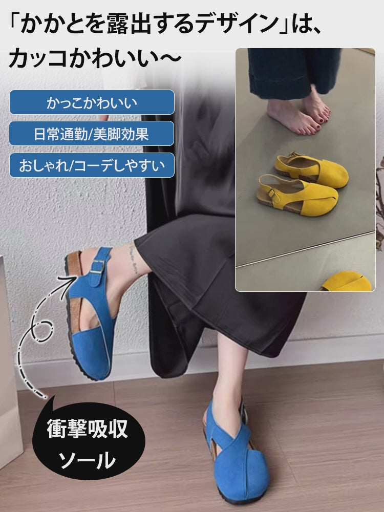 レトロなクロスデザインのビルケンサンダル