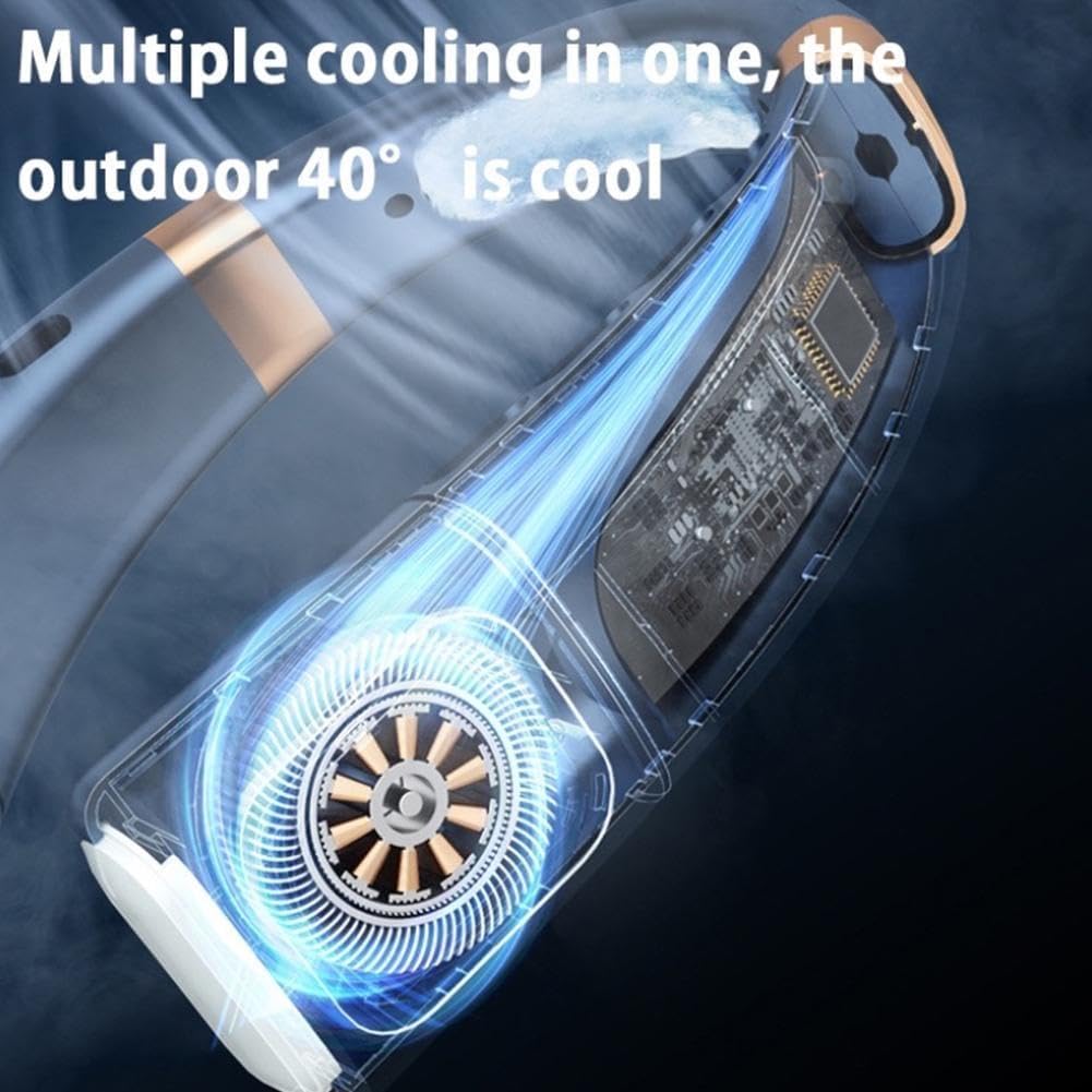 【氷磁器で体を冷やす】首掛け式ポータブル扇風機
